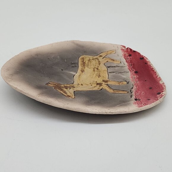 Studio Pottery Raku & Glazed Wall Hanging Carved Horse Art Signed By J. Lemont - Picture 5 of 7